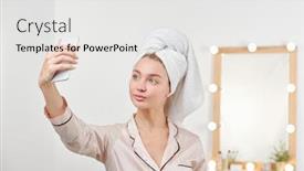  Presentation with lamps - Slide deck having fresh-young-female-in-silk background and a white colored foreground