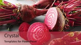  Presentation with helva fresh sliced halva - PPT theme having fresh young sliced beets background and a red colored foreground