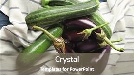  Presentation with eggplant - Cool new PPT theme with fresh zucchini and eggplants backdrop and a gray colored foreground