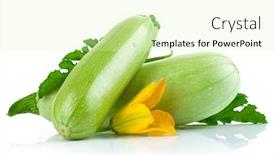  Presentation with green leaves - Audience pleasing slide deck consisting of fresh zucchini fruits with green leaves and flower isolated on white background backdrop and a soft green colored foreground