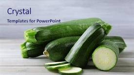  Presentation with sliced fresh papaya on wooden - Cool new PPT theme with fresh zucchini on wooden background backdrop and a lemonade colored foreground