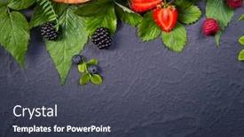  Presentation with rustic nutrition - PPT theme featuring freshly-assorted-berries-in-wooden background and a dark gray colored foreground