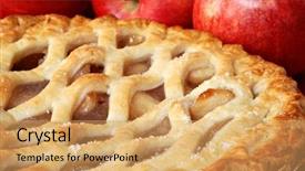  Presentation with apple - Beautiful slides featuring freshly baked apple pie backdrop and a yellow colored foreground