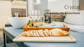  Presentation with healthy snack - PPT theme enhanced with freshly-baked-baguette-with-healthy background and a  colored foreground