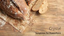  Presentation with bread - Amazing slides having freshly baked buckwheat bread backdrop and a coral colored foreground