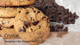  Presentation with chocolate chip cookie - Colorful slide set enhanced with freshly baked chocolate chip cookie backdrop and a coral colored foreground