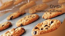  Presentation with chocolate chip cookie - Audience pleasing slide deck consisting of freshly baked chocolate chip cookies backdrop and a red colored foreground