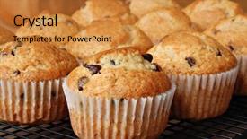 Presentation with chocolate chip - Audience pleasing presentation consisting of freshly baked chocolate chip muffins backdrop and a gold colored foreground