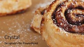  Presentation with cinnamon - Slides featuring freshly baked cinnamon rolls dusted background and a coral colored foreground