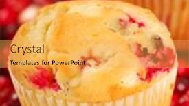  Presentation with muffins - Colorful presentation design enhanced with freshly-baked-cranberry-muffins-resting backdrop and a yellow colored foreground