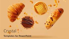  Presentation with dessert - PPT theme enhanced with freshly-baked-croissant-and-sweet background and a yellow colored foreground