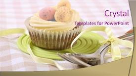  Presentation with vanilla - Amazing theme having freshly baked easter cupcakes with vanilla icing and chocolate eggs backdrop and a sky blue colored foreground