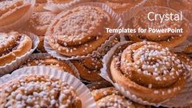  Presentation with buns rolls - PPT theme with freshly-baked-homade-cinnamon-rolls background and a red colored foreground