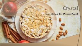  Presentation with almond - Presentation enhanced with freshly-baked-homemade-apple-pie background and a lemonade colored foreground