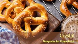  Presentation with beer - Slide set consisting of freshly-baked-homemade-pretzels background and a tawny brown colored foreground