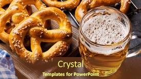  Presentation with beer - Presentation design consisting of freshly-baked-homemade-pretzels and a tawny brown colored foreground