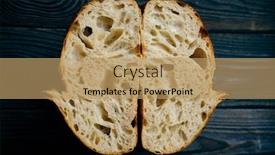  Presentation with bread - Colorful PPT layouts enhanced with freshly-baked-homemade-tartine-bread backdrop and a coral colored foreground