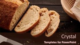  Presentation with bread - Beautiful PPT theme featuring freshly-baked-homemade-tartine-bread backdrop and a  colored foreground