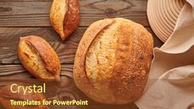  Presentation with bread - Audience pleasing PPT theme consisting of freshly-baked-homemade-tartine-bread backdrop and a  colored foreground