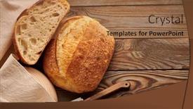  Presentation with bread - Presentation design having freshly-baked-homemade-tartine-bread background and a  colored foreground