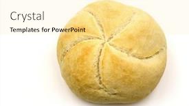  Presentation with roll - Audience pleasing slide deck consisting of freshly-baked-kaiser-roll backdrop and a blonde colored foreground