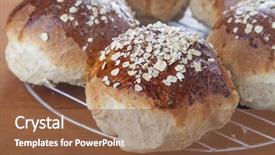  Presentation with baking freshly baked pie fresh - Audience pleasing slide set consisting of different types of rice in small bowls closeup backdrop and a coral colored foreground