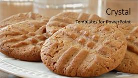  Presentation with baking cookies - Colorful theme enhanced with freshly baked peanut butter cookies backdrop and a coral colored foreground