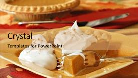  Presentation with tablecloth - Beautiful presentation theme featuring freshly baked pumpkin pie backdrop and a yellow colored foreground