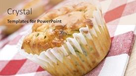  Presentation with muffins - Colorful slides enhanced with freshly-baked-spinach-and-cheese backdrop and a coral colored foreground