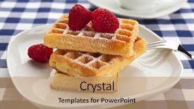  Presentation with powdered - Slide deck with freshly baked waffles stacked background and a coral colored foreground