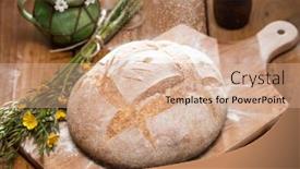  Presentation with bread life - Presentation enhanced with freshly-baked-wheat-bread background and a coral colored foreground