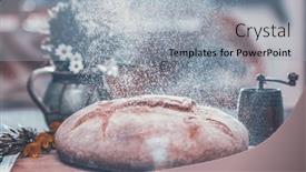  Presentation with bread life - PPT theme consisting of freshly-baked-wheat-bread background and a light gray colored foreground