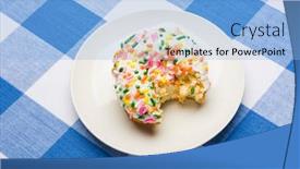  Presentation with checkered tablecloth - PPT layouts with freshly-bitten-delicious-icing-coated background and a light blue colored foreground