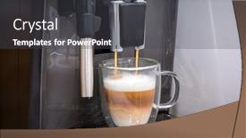  Presentation with brewed - Amazing PPT theme having freshly brewed coffee from the coffee machine at home backdrop and a dark gray colored foreground