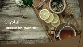  Presentation with jasmine - Theme having home brewing - freshly brewed jasmine tea background and a coral colored foreground