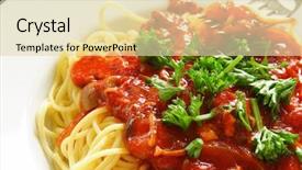  Presentation with green plate - Cool new presentation with freshly cooked plate of spaghetti with seafood sauce sprinkled with fresh green herbs backdrop and a lemonade colored foreground