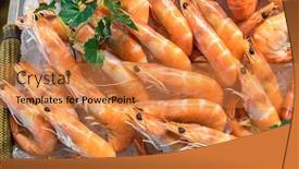  Presentation with shrimp - Slide deck featuring freshly-cooked-prawns-shrimp background and a gold colored foreground