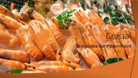  Presentation with shrimp - PPT theme enhanced with freshly-cooked-prawns-shrimp background and a gold colored foreground