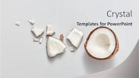  Presentation with coconut fruit - Slides consisting of freshly-cut-natural-organic-pieces background and a light gray colored foreground