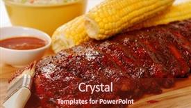  Presentation with corn cob - PPT layouts consisting of freshly grilled bbq spare ribs background and a tawny brown colored foreground