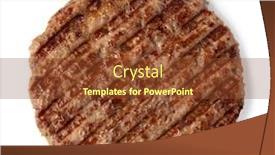  Presentation with burger - Amazing PPT theme having freshly-grilled-burger-meat-isolated backdrop and a tawny brown colored foreground