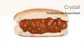  Presentation with grilled - Theme consisting of freshly-grilled-chilidog-isolated background and a lemonade colored foreground