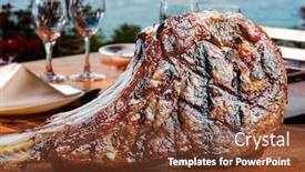  Presentation with food bbq - Slide deck featuring freshly-grilled-tomahawk-steaks-bbq background and a tawny brown colored foreground