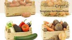  Presentation with fresh cut fruits vegetables - PPT theme consisting of freshly-harvested-cooking-vegetables background and a yellow colored foreground