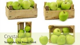  Presentation with wooden - Colorful slide set enhanced with freshly-harvested-granny-smith-apples backdrop and a yellow colored foreground