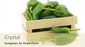  Presentation with jalapeno - Amazing slides having freshly harvested jalapeno peppers in a wooden crate on a white background backdrop and a blonde colored foreground