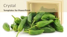  Presentation with jalapeno - Beautiful PPT theme featuring freshly harvested jalapeno peppers in a wooden crate on a white background backdrop and a blonde colored foreground