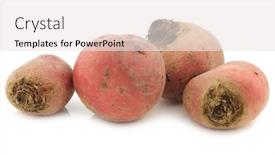  Presentation with red - Colorful PPT theme enhanced with freshly-harvested-red-beet-roots backdrop and a sky blue colored foreground