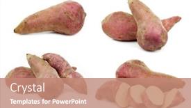  Presentation with sweet potato - PPT theme featuring freshly-harvested-sweet-potato background and a coral colored foreground
