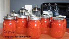  Presentation with grown - Presentation design having freshly-home-canned-home-grown background and a red colored foreground